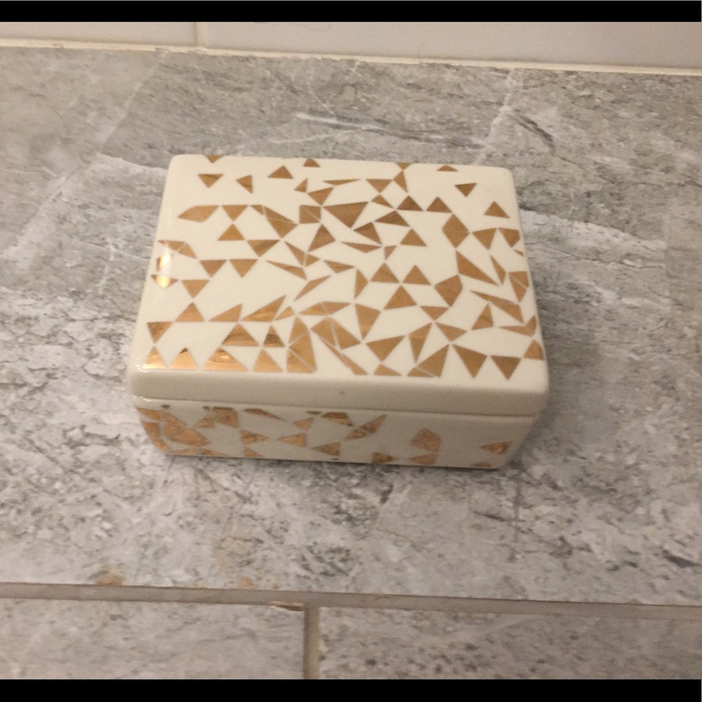 J. Crew gold and cream jewelry box